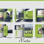 وکتور 16 صفحه ای خلاقانه تجاری با تم رنگی سبز 16 page creative brochure design green