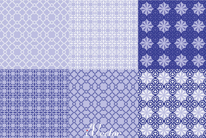 پترن وکتور 6 عددی آبی رنگ blue vector pattern