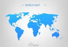 نقشه وکتور آبی رنگ جهان Blue world map Vector