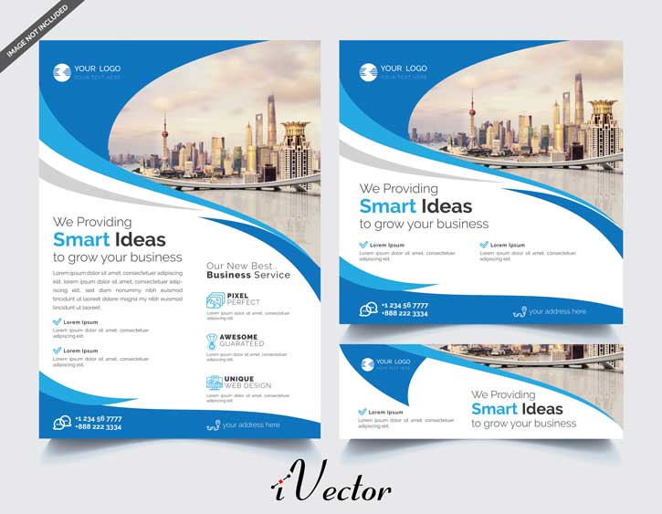 دانلود فلایر تبلیغاتی تجاری با طرح آبی business flyer banner templates