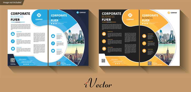 دانلود قالب وکتور فلایر (کاتالوگ تک برگی) در دو طرح مختلف download flyer template set vector