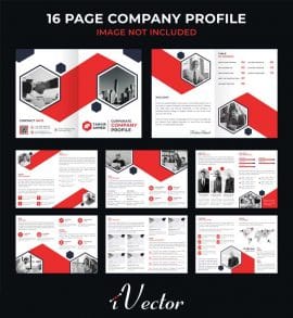 دانلود بروشور 16 صفحه ای شرکتی با تم رنگی قرمز و خاکستری corporate 16 page company brochure catalogue dossier template