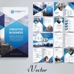 طرح بروشور وکتور شرکتی با تم رنگی آبی و مشکی corporate pages brochure template