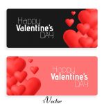 دانلود بنر تبلیغاتی جهت فروش ولنتاین با تم قلب در دو طرح صورتی و مشکی valentines day abstract cards with hearts